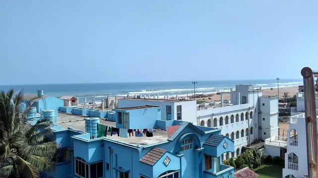Rooftop view across Puri towards the Bay of Bengal